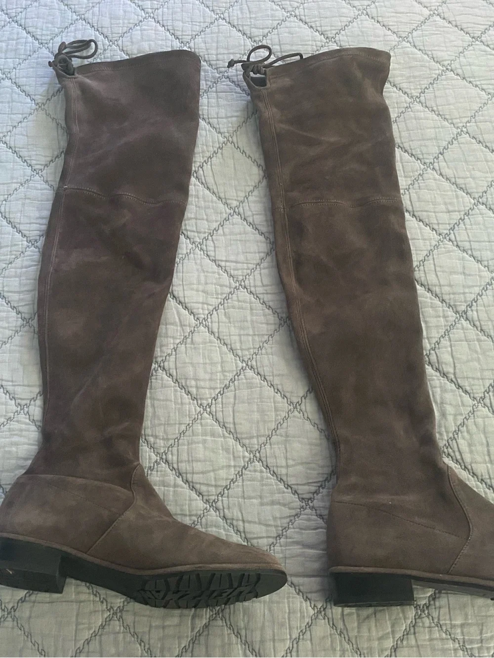 Stuart Weitzman Lowland Over-the-Knee Boots Grey Suede Size 6.5